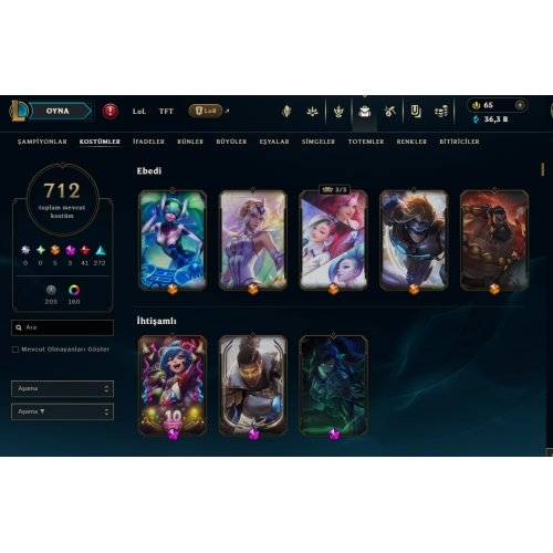  LOL-VALO-TFT Dolu hesap. 712 Kostüm